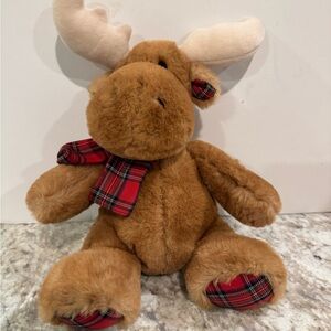 Plush Aurora Moose Matilda Toy with Red Plaid Accents M1.25